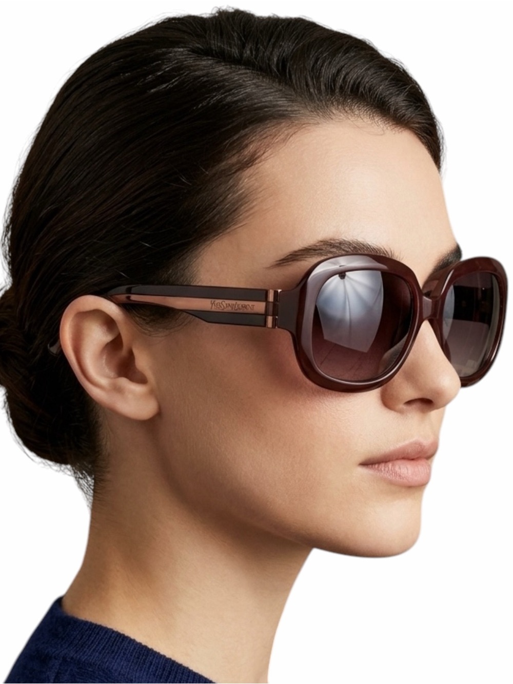 Vintage Yves Saint Laurent Sunglasses YSL 6187/S Deadstock Burgundy Rose Gold